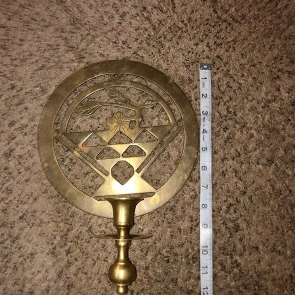 Brass Wall Candle Holder Used Some Wear - Picture 8 of 12